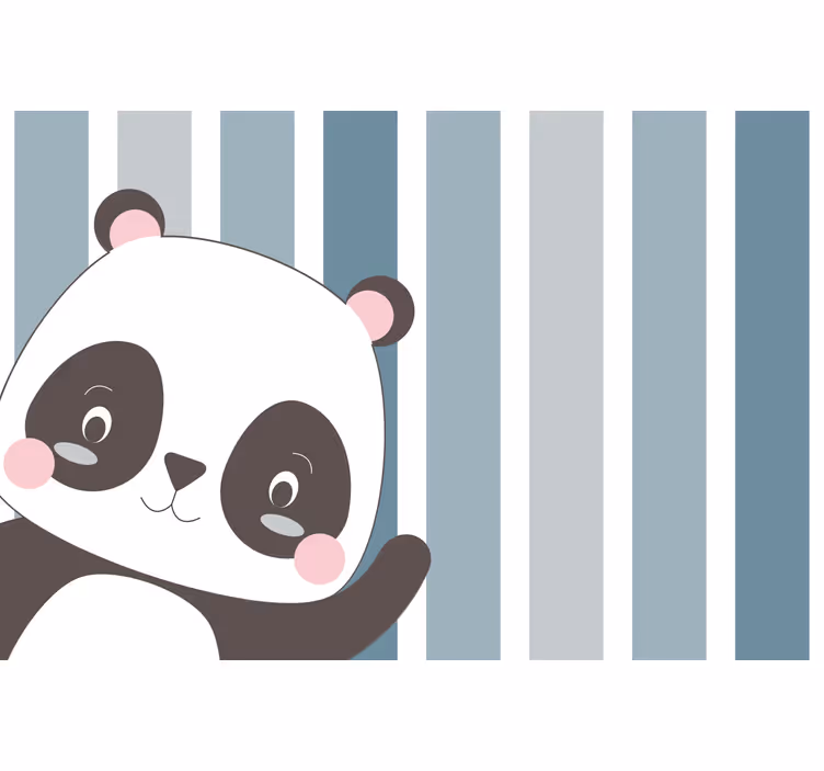 Çocuk odası stor perde mutlu panda şeritli arka plan - TenStickers