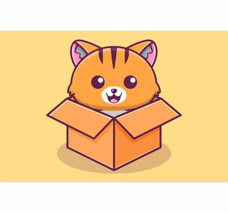 Çocuk odası stor perde kutudaki kedi - TenStickers
