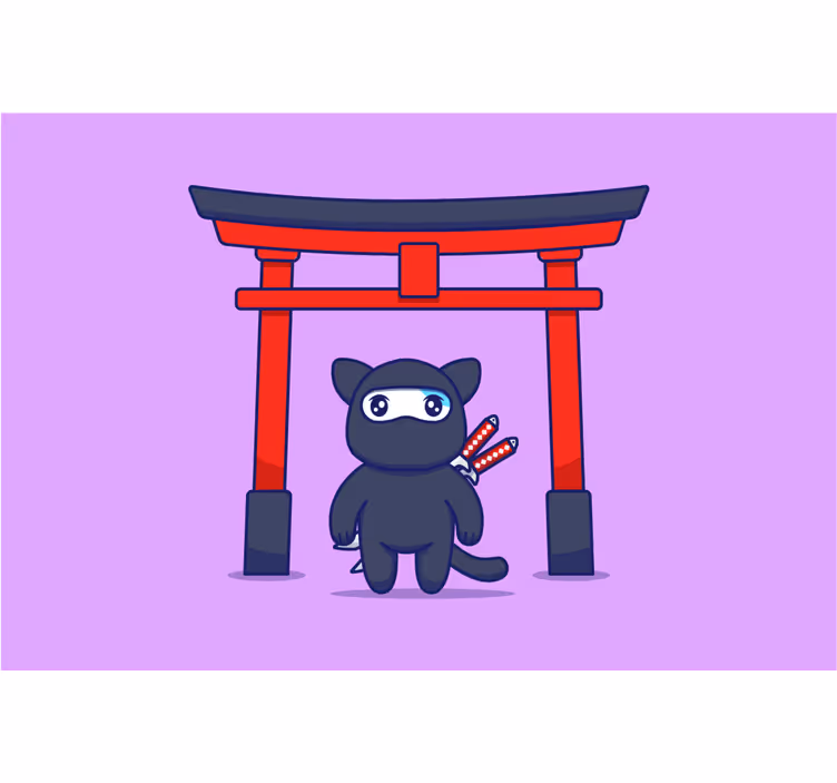 Çocuk odası stor perde ninja kedi - TenStickers