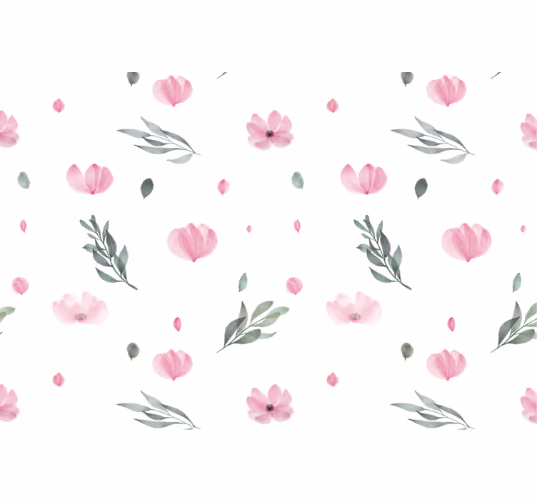 Çocuk odası stor perde minimalistik pembe çiçekler - TenStickers