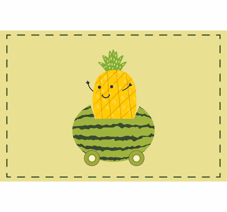Çocuk odası stor perde - araba desenli komik ananas - TenStickers