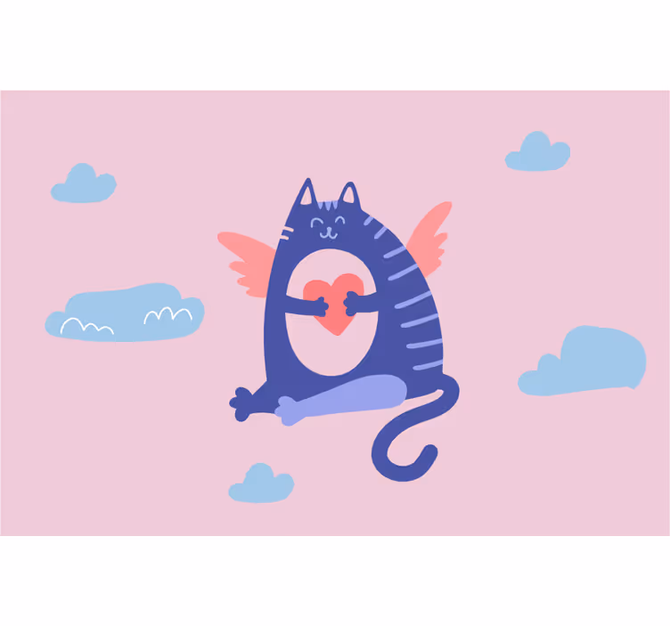 Çocuk odası stor perde sevimli uçan kedi - TenStickers
