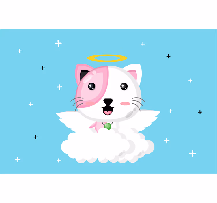 Çocuk odası stor perde melek kedi - TenStickers