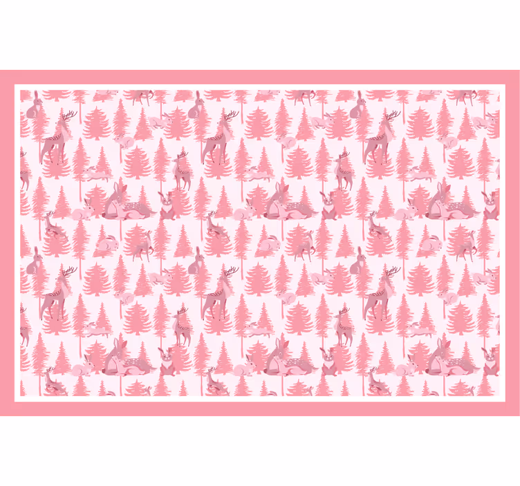 Çocuk odası stor perde pembe ren geyiği - TenStickers