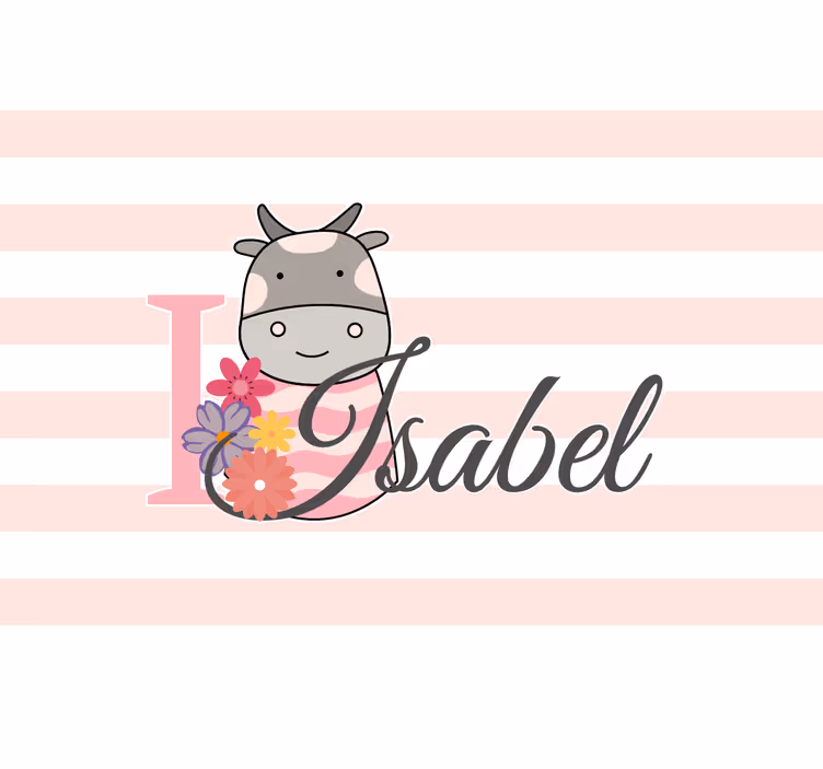 Çocuk odası stor perde sevimli hayvanlar inek ismiyle - TenStickers