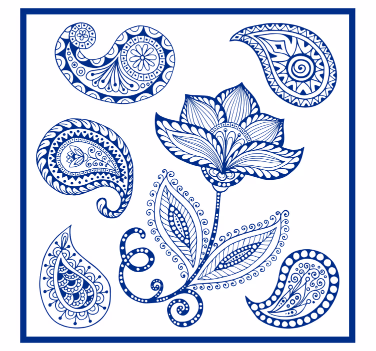 Mutfak stor perde - paisley ve çiçekler - TenStickers