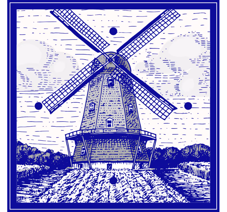 Mutfak stor perde delft mavisi - TenStickers