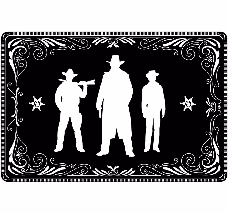 Siyah stor perde kovboy ve at desenli - TenStickers