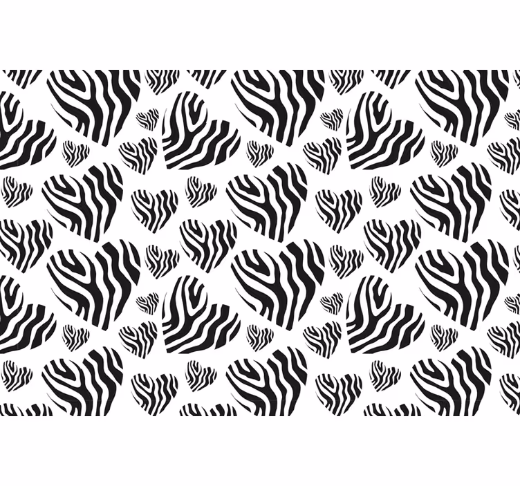 Siyah stor perde zebra desenli kalp - TenStickers