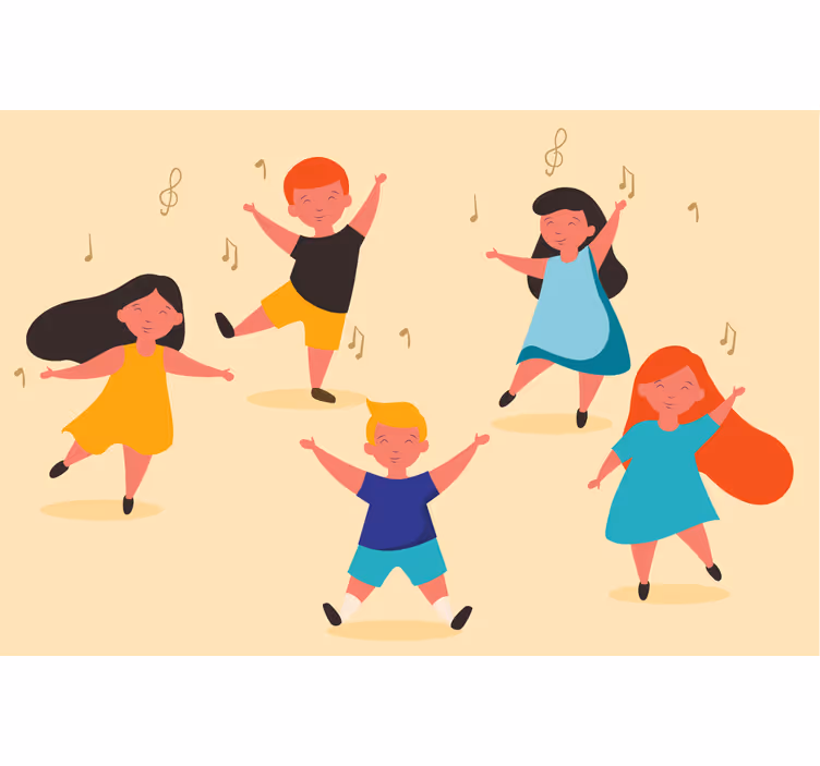 Bej stor perde çocuk dansı - TenStickers
