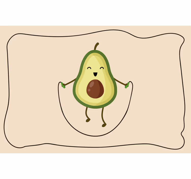 Bej stor perde zıplayan komik avokado - TenStickers