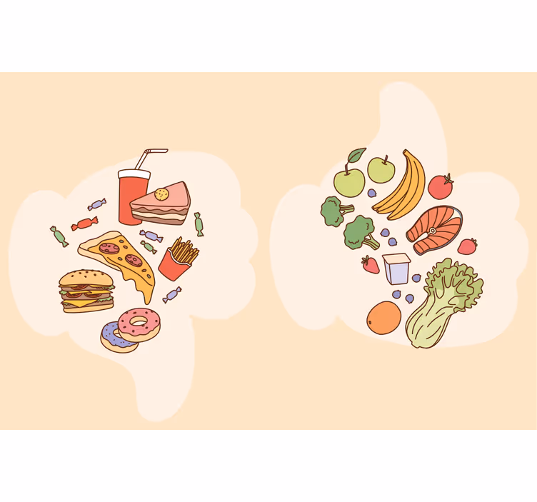 Bej stor perde diyet gıda şekilli grafik - TenStickers