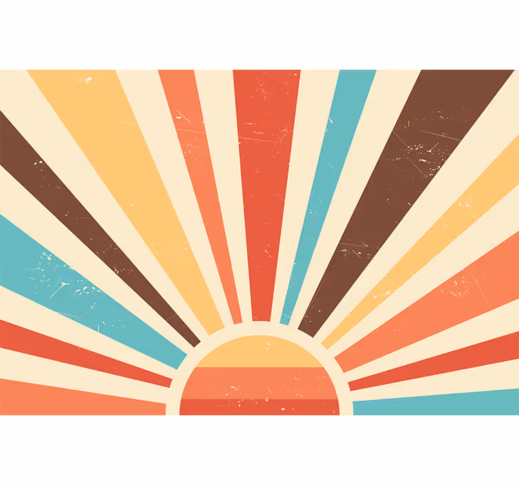 Turuncu stor perde - soyut vintage günbatımı - TenStickers