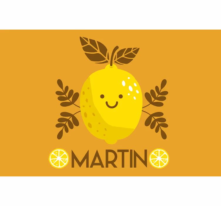 Turuncu stor perde gülümseyen limonlar kişiye özel - TenStickers