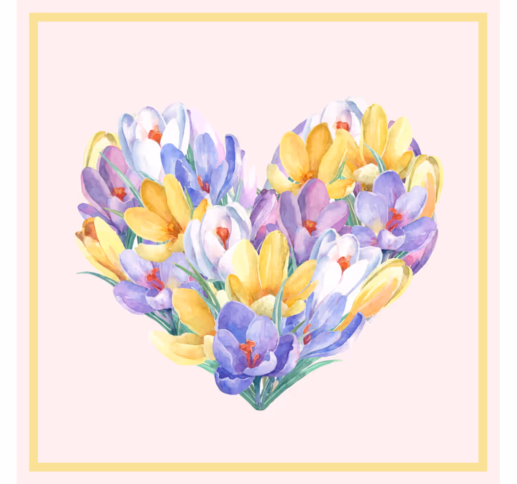 Oturma odası stor perde - crocus çiçeği kalp deseni - TenStickers