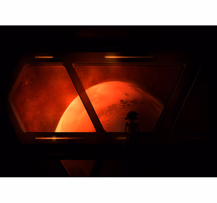 Yatak odası stor perde mars'tan manzara - TenStickers