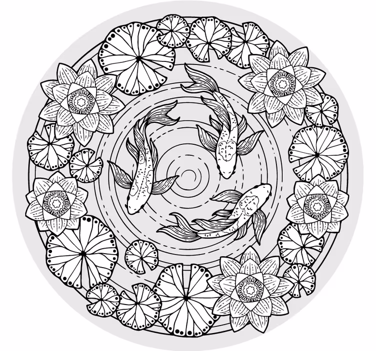 Yatak odası stor perde lotus ve koi sazanı - TenStickers