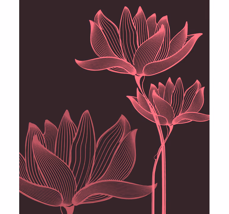 Yatak odası stor perde lotus iki çiçek - TenStickers
