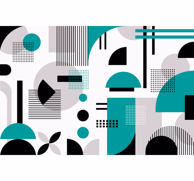 Yatak odası stor perde modern geometrik formlar - TenStickers