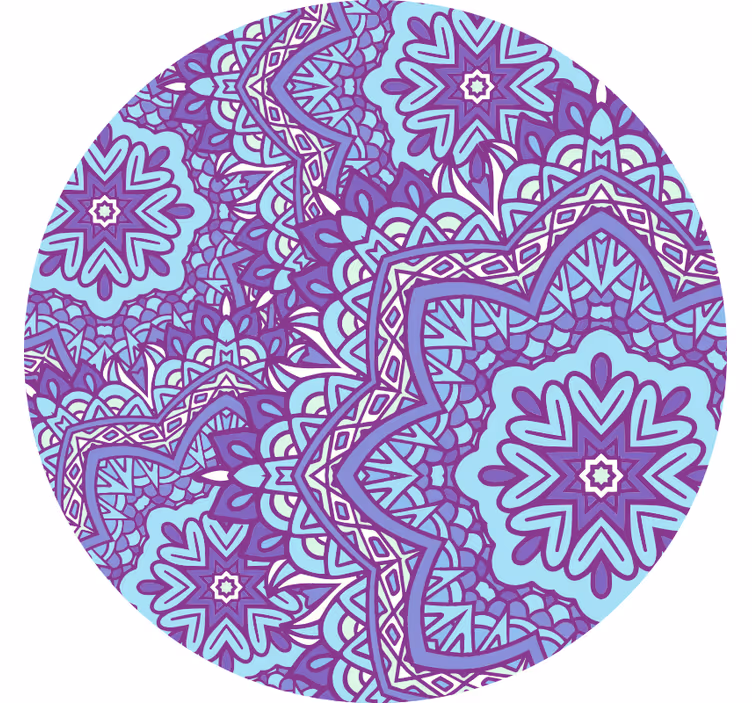 Yatak odası stor perde mavi ve mor mandala - TenStickers