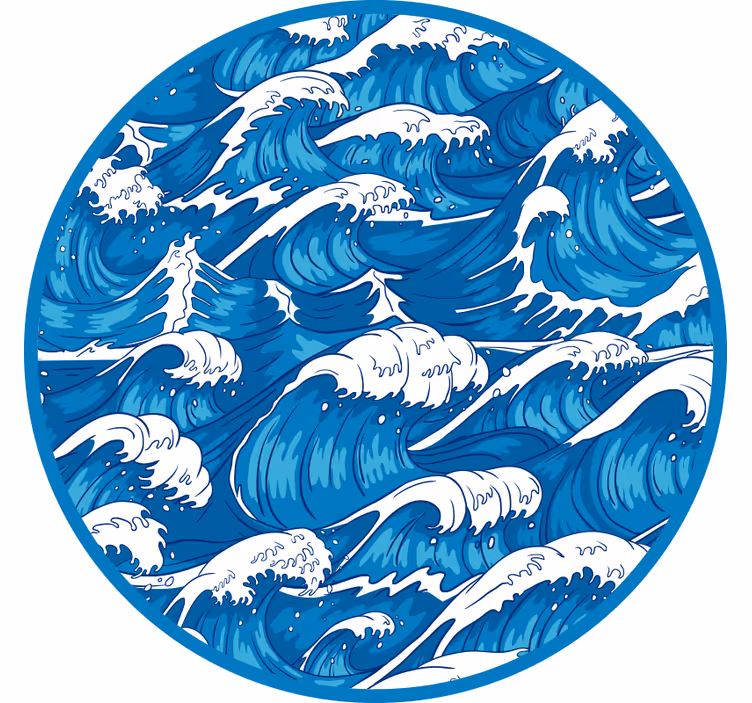 Yatak odası stor perde japon dalgaları - TenStickers