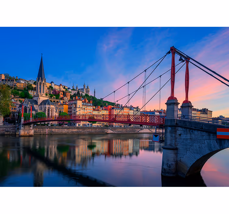 Oturma odası stor perde lyon şehri - TenStickers