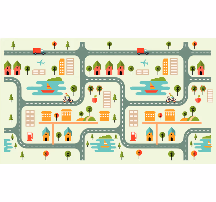 Çocuk odası stor perde - yol oyun matı çocuklar için - TenStickers