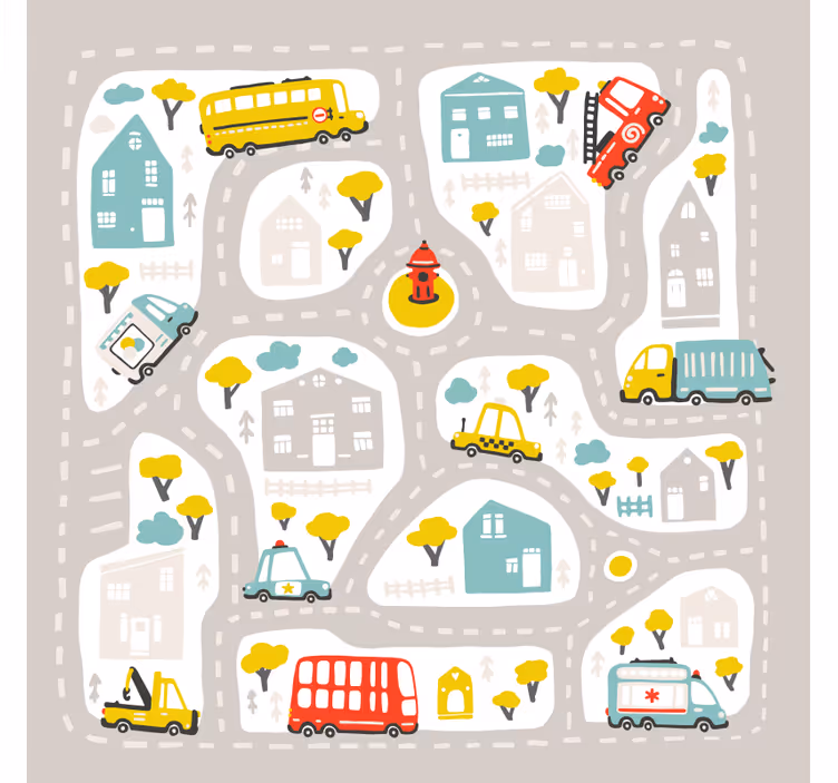 Çocuk odası stor perde şehir nordik tarzı - TenStickers