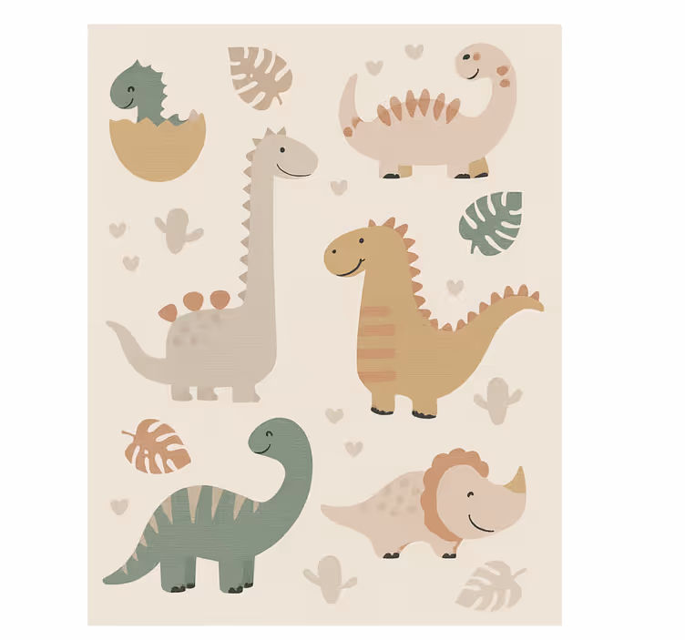 Çocuk odası stor perde bej jurassic tasarım - TenStickers