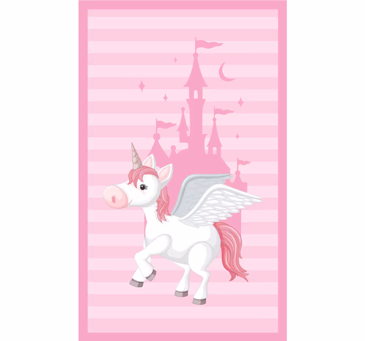 Çocuk odası stor perde prenses kalesi ile unicorn - TenStickers