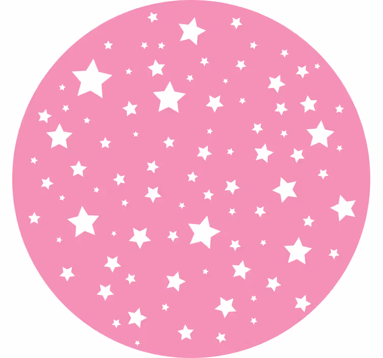 Çocuk odası stor perde pembe yıldızlar yuvarlak - TenStickers