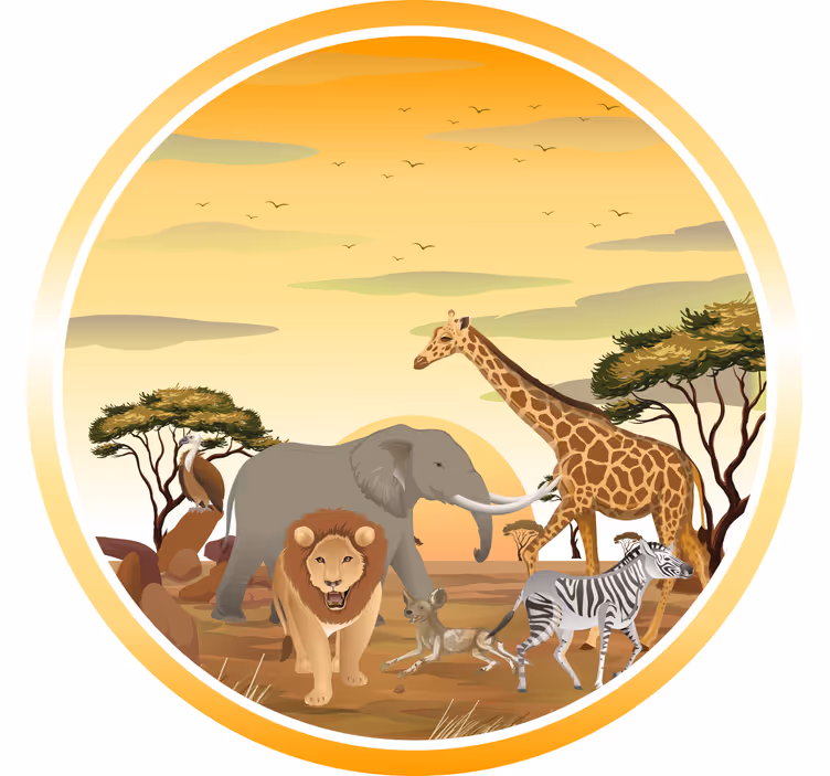 Çocuk odası stor perde afrika hayvanları ve bitkiler - TenStickers