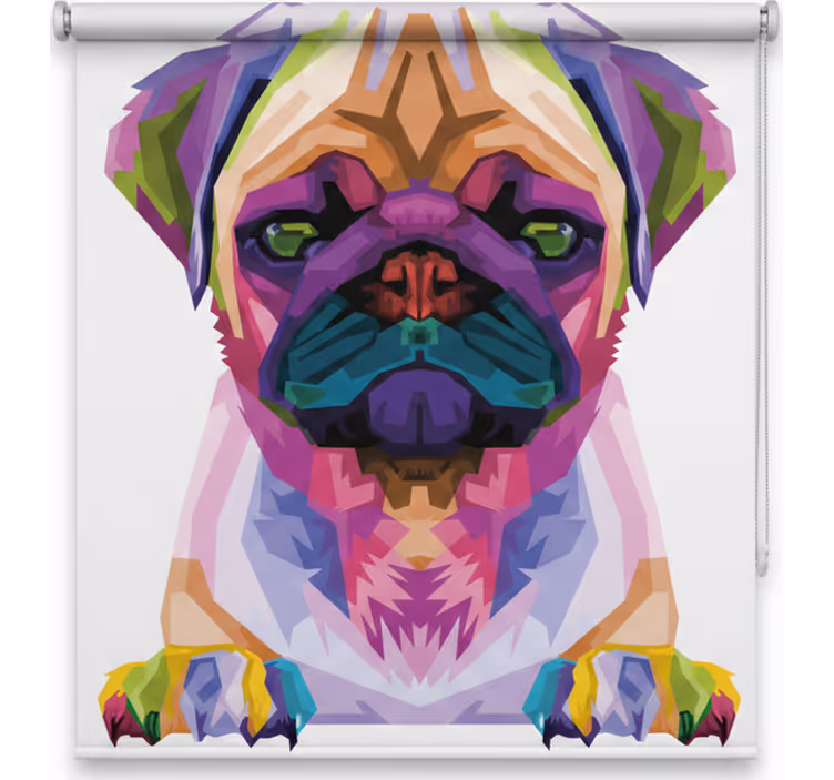 Çocuk odası stor perde - geometrik hayvanlar sevimli köpek - TenStickers