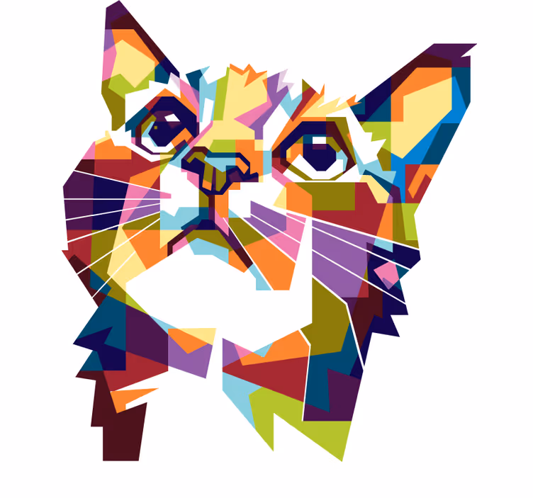 Genç odası stor perde renkli kedi deseni - TenStickers