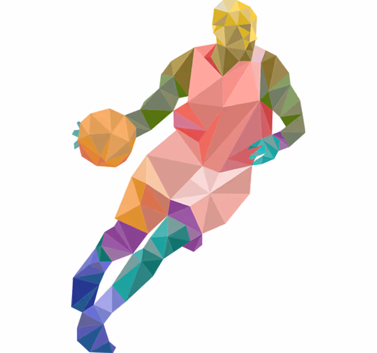 Genç odası stor perde origami basketbol duvar çıkartması - TenStickers