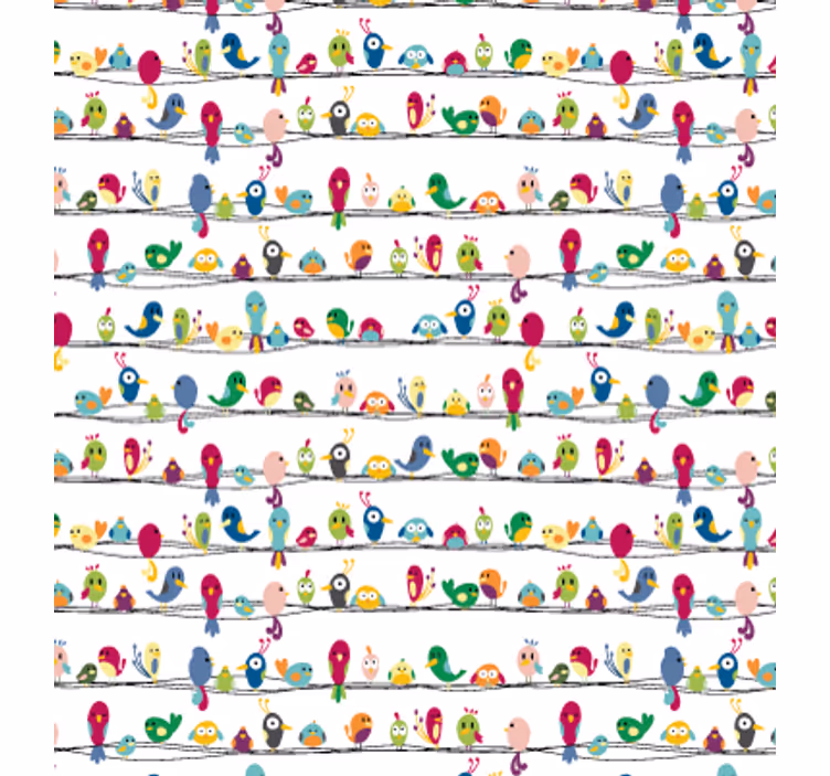 Genç odası stor perde kuş desenli vinil kumaş - TenStickers