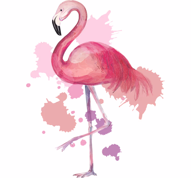 Genç odası stor perde vintage flamingo renk patlaması - TenStickers
