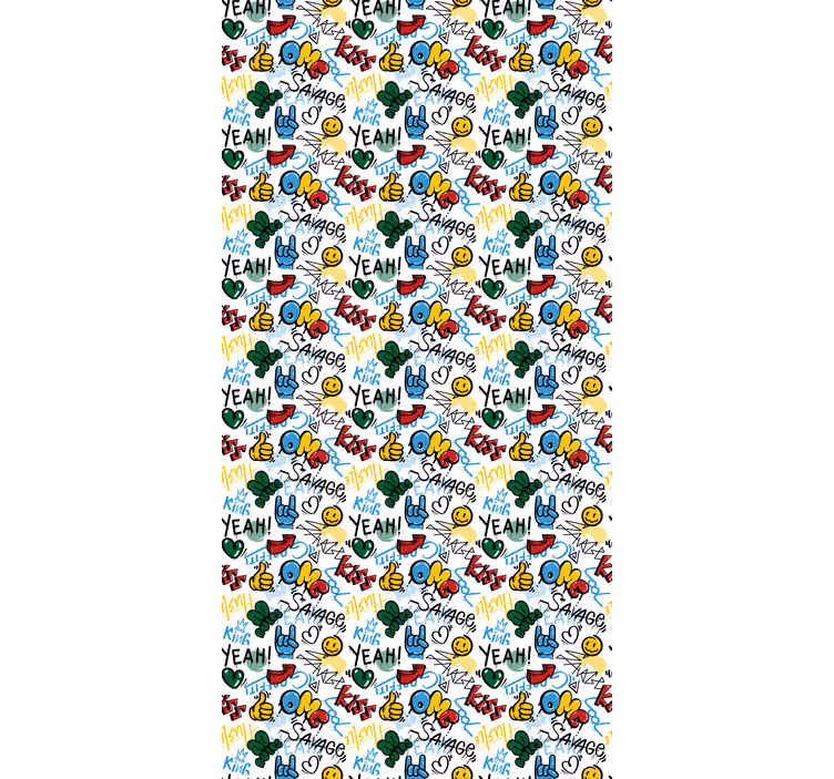 Genç odası stor perde - Şehir graffiti doodle - TenStickers