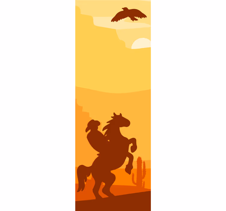 Genç odası stor perde cowboy manzara kapı - TenStickers