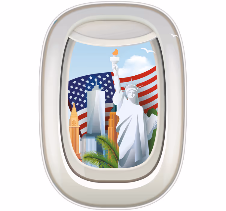 Genç odası stor perde amerika'dan bir uçak penceresi - TenStickers