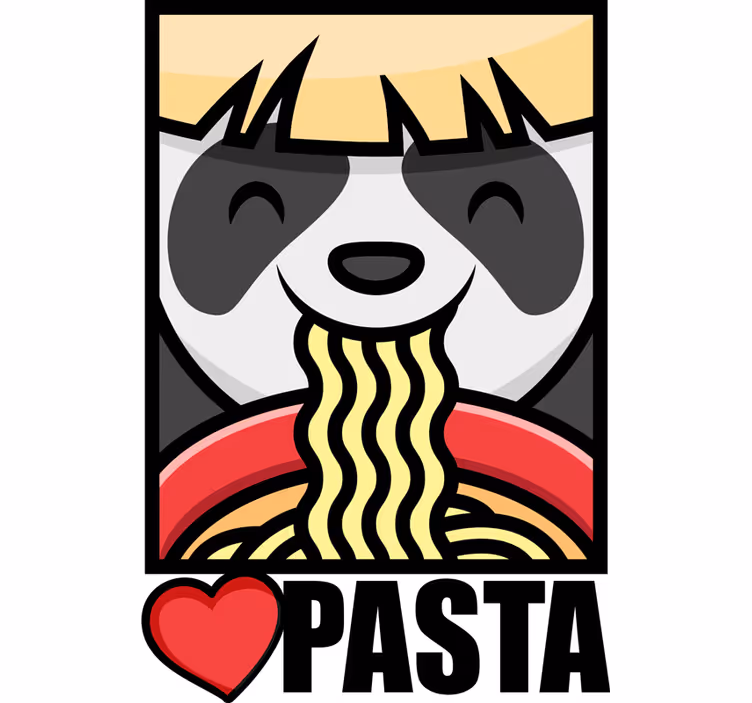 Genç odası stor perde - panda makarnayı sever - TenStickers