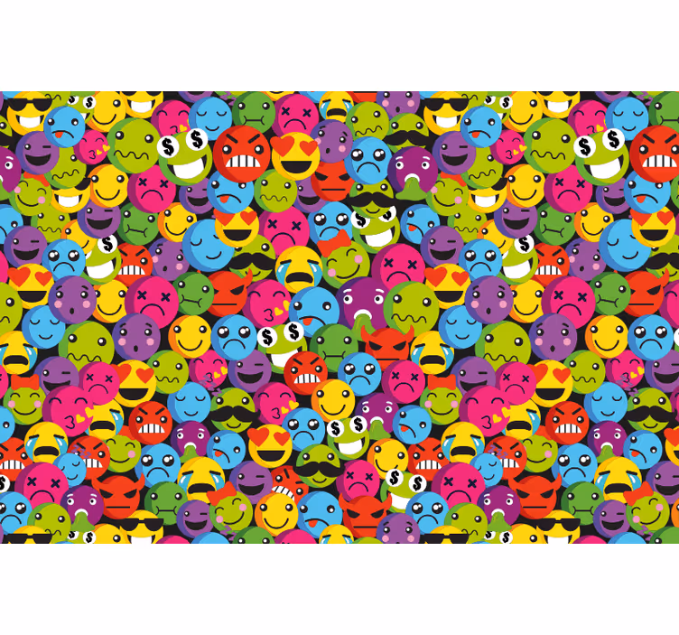Genç odası stor perde - emoji kompozisyonu - TenStickers