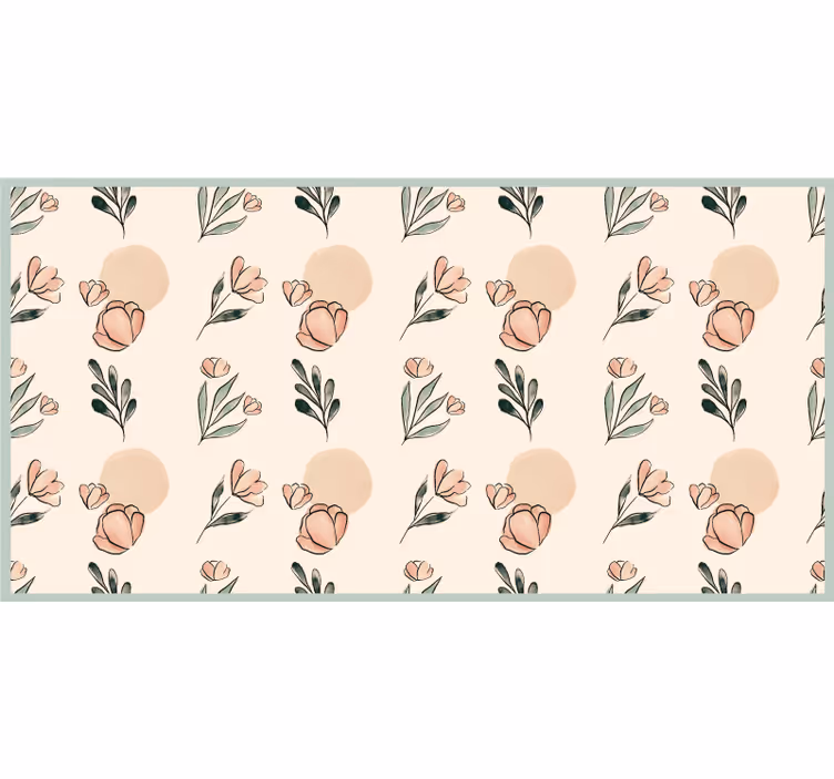 Bej stor perde modern pastel çiçekler akvarel - TenStickers