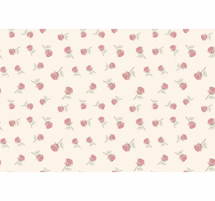 Bej stor perde romantik vintage gül deseni - TenStickers