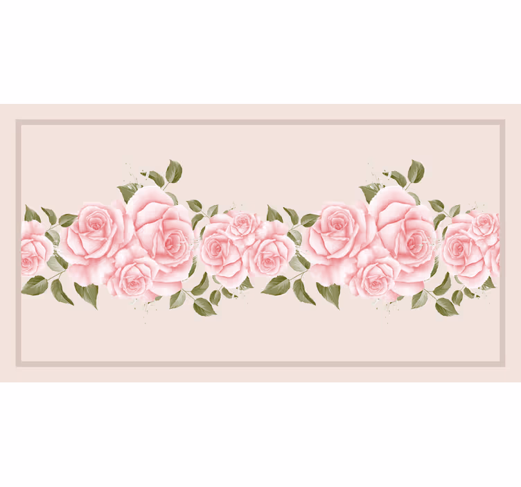 Bej stor perde vintage pembe gül deseni - TenStickers