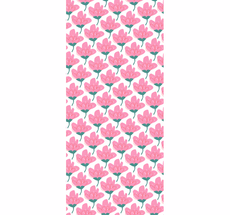 Çiçek stor perde pembe çiçekler - TenStickers