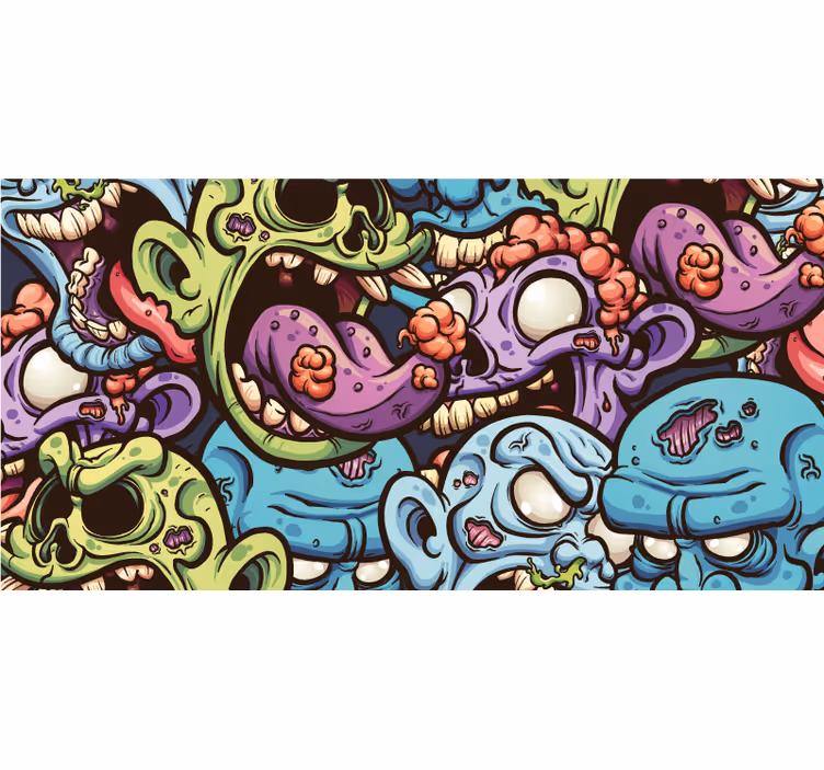 Geek desenli stor perde zombiler - TenStickers