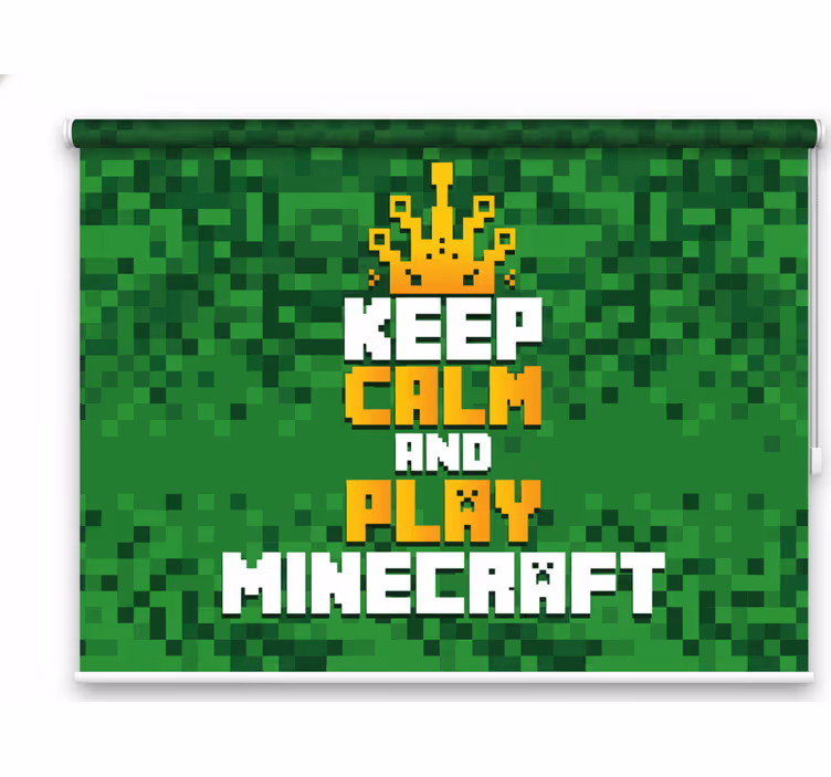 Geek desenli stor perde - sakin kal ve minecraft oyna - TenStickers