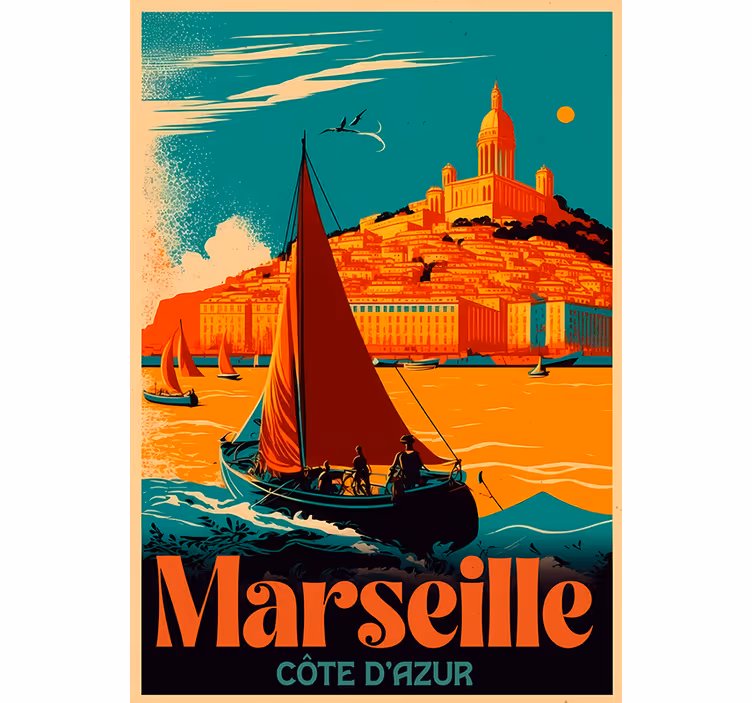 Vintage stor perde marseille akdeniz - TenStickers