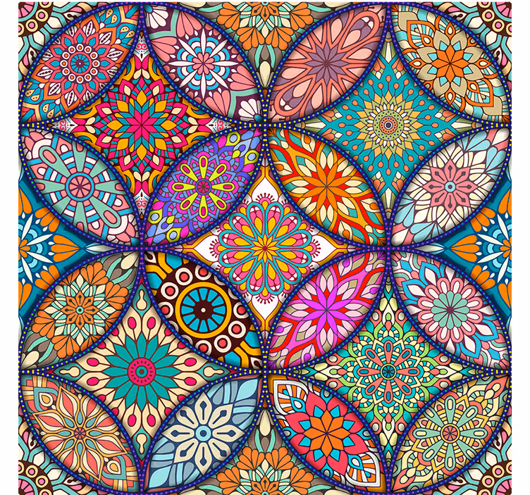 Banyo stor perde renkli mandala desenli - TenStickers